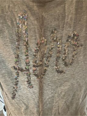 Aeropostale Heather Gray Logo Tee with Brown Print